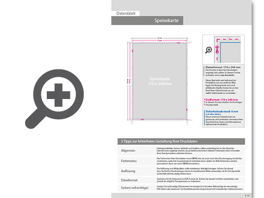 Product Bild speisekarte_mit_3-fach_drahtheftung__endformat_17_0_cm_x_24_0_cm__20-seitig